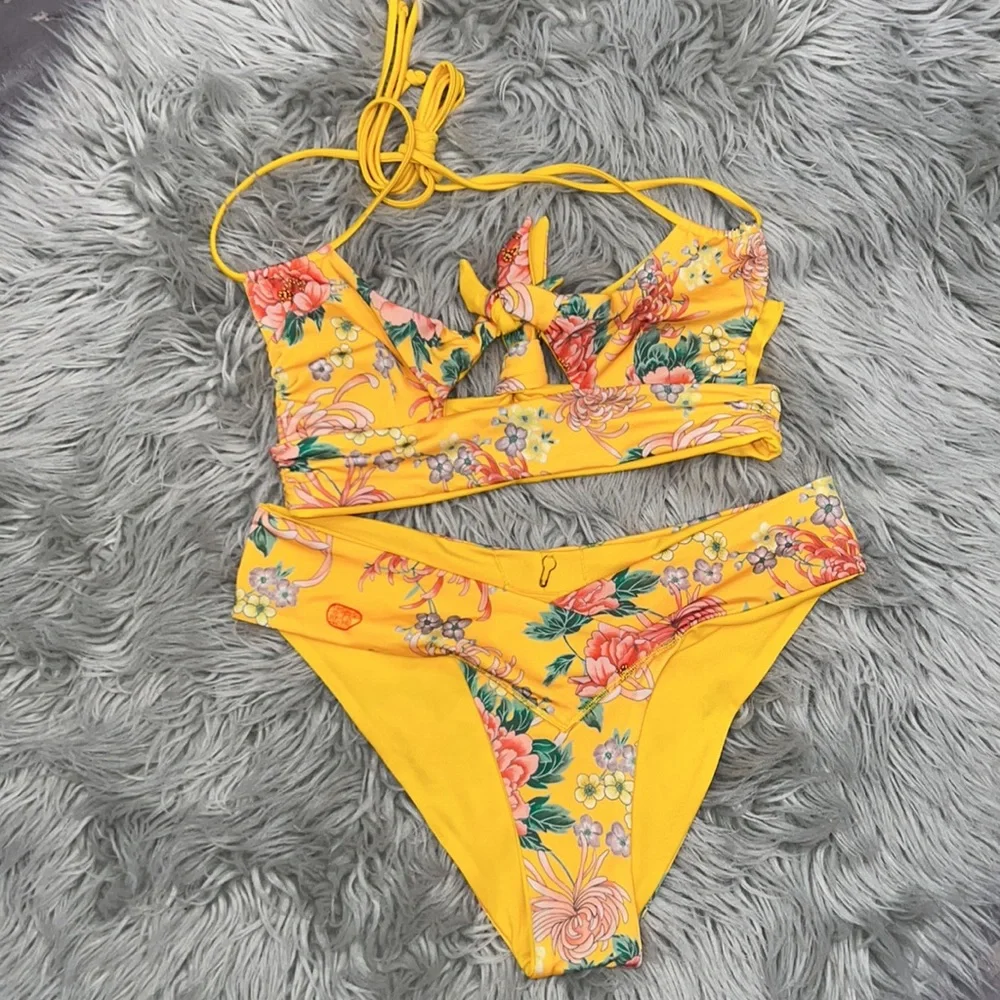 Victoria’s Secret We Are HAH Eco Reversible Golden Yellow Floral Bikini